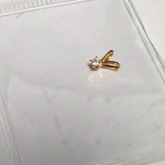 14K Gold 0.05 CT Lab Diamond Solitaire Charm Pendant - Picture 4 of 4